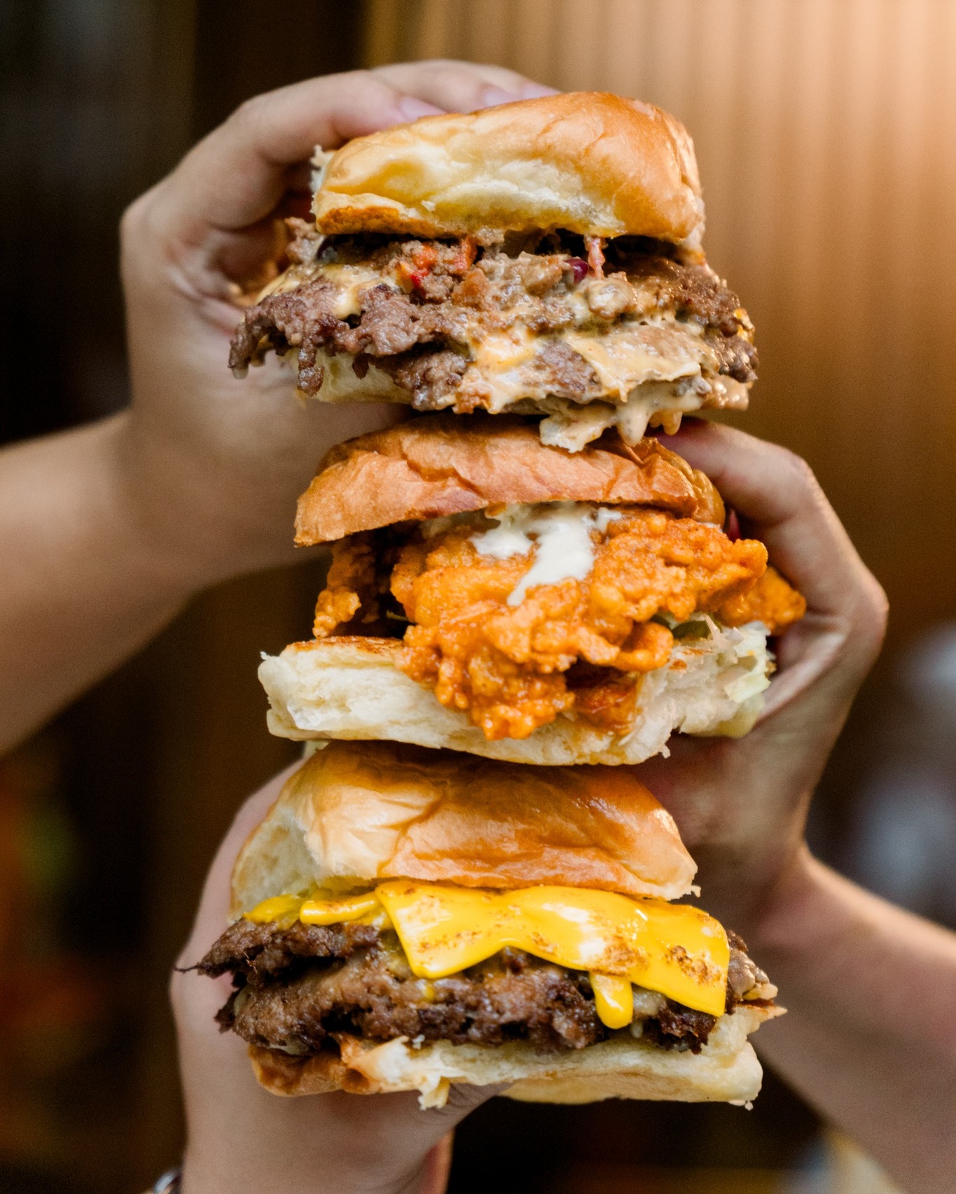 Scratch burger close-up